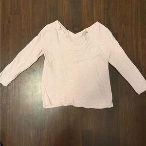 LOFT Light Pink Long Sleeve V-Neck Top